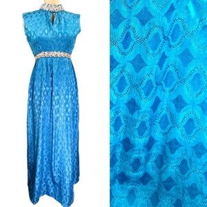 Vintage 🌸 60s Bright Blue International Dream Pageant Dress